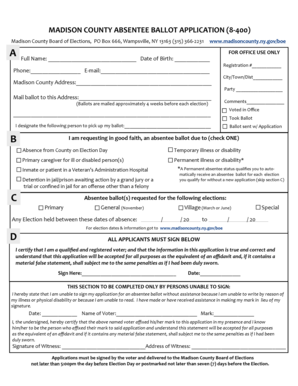 Madison County Absentee Ballot Application