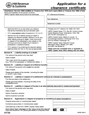 Inheritance Tax Clearance Certificate Application