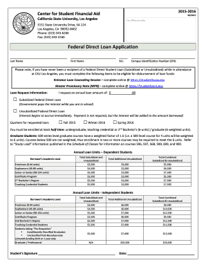 Federal Direct Loan Application