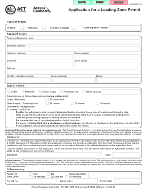 Loading Zone Permit Application