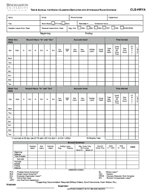Hourly Employee Attendance and Accrual Form