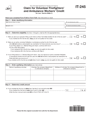 New York Volunteer Firefighters and Ambulance Workers Credit Form IT-245