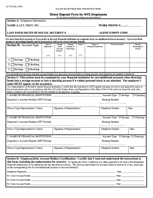 Direct Deposit Form for NYS Employees