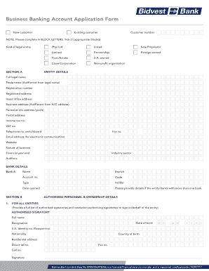 Business Banking Account Application Form