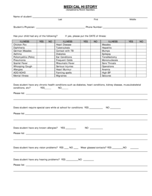 Student Health Examination Form