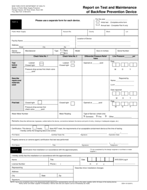 New York Backflow Prevention Device Test Report