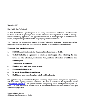 Oklahoma Uniform Credentialing Application