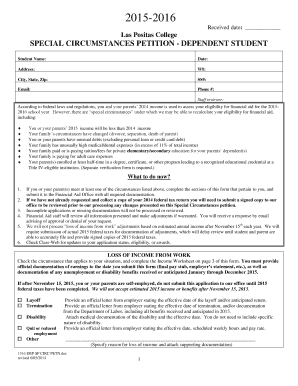 Special Circumstances Petition - Dependent Student