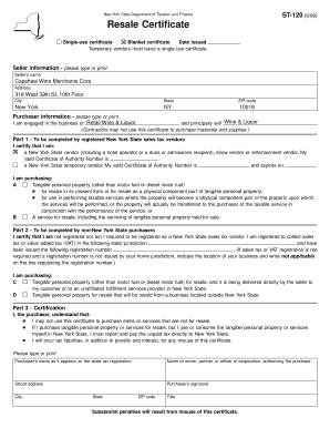 New York State Resale Certificate