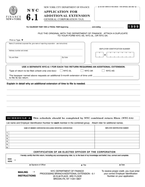 New York City General Corporation Tax Extension Application