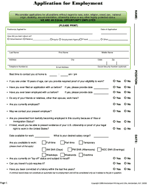 Employment Application Form