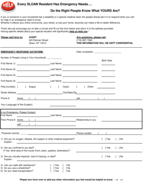 Emergency Response Data Form