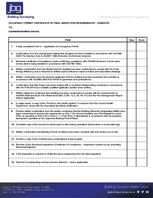 Occupancy Permit Application Form