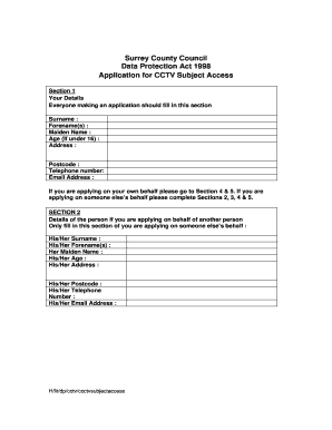 Surrey County Council CCTV Subject Access Application