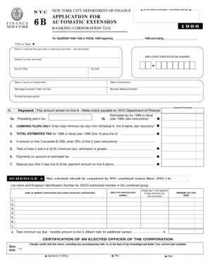 New York City Finance 6B Automatic Extension Application