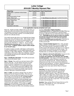 Luther College Monthly Payment Plan Agreement