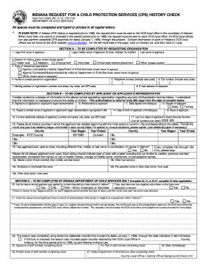 Indiana CPS History Check Request
