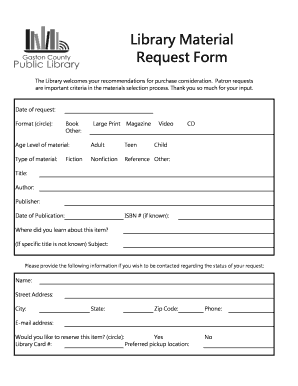 Library Material Request Form