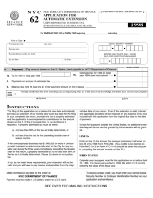 New York City Unincorporated Business Tax Extension Application