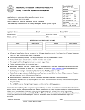 Apex Fishing License Application