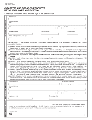 Texas Retail Employee Tobacco Notification
