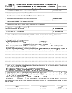 Form 8288-B Application for Withholding Certificate