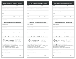 Authorization to re-direct my direct deposit pdf - State Bank of Lizton