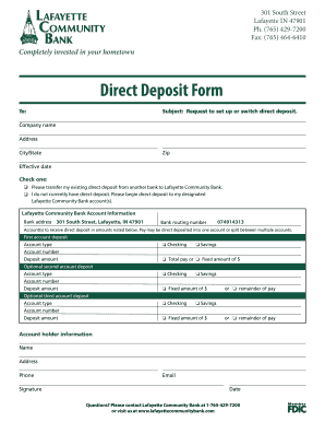 Lafayette Community Bank Direct Deposit Form
