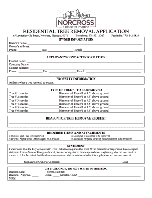 Residential Tree Removal Application