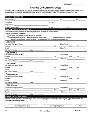 Change of Contractor Form