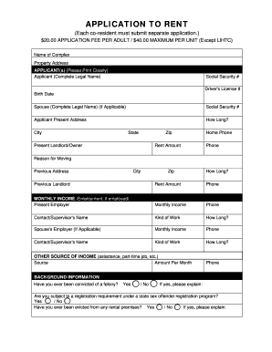Residential Rental Application Form