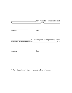 Apartment Lease Transfer Form