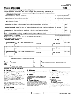 California Form 3533 Change of Address