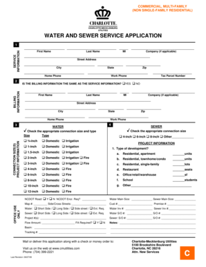 Charlotte-Mecklenburg Water and Sewer Service Application