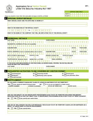 Visitor Permit Application VP1