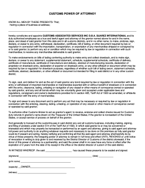 Customs Power of Attorney