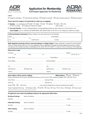 ACR Chapter Application for Membership
