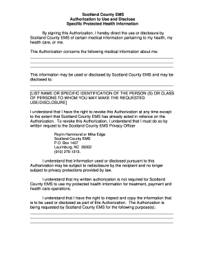 Scotland County EMS Health Information Authorization