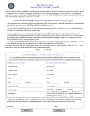 Automatic Bank Drafting Authorization Form