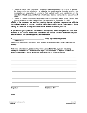 Florida Public Record Exemption Request Form