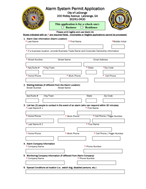 Alarm System Permit Application