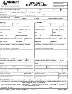 Home Equity Credit Application