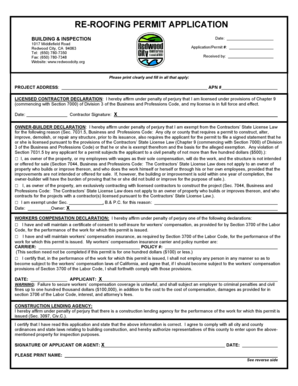 Re-Roofing Permit Application