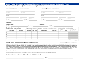 Garner Program Registration Form
