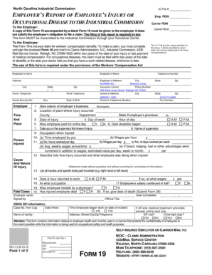 North Carolina Employer's Report of Employee Injury