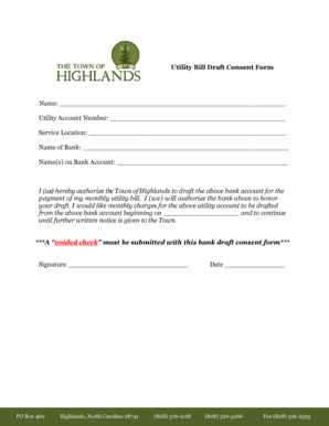 Utility Bill Draft Consent Form