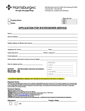 Application for Water/Sewer Service