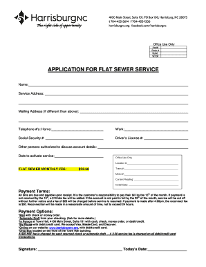 Application for Flat Sewer Service