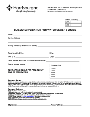 Builder Application for Water/Sewer Service