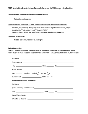 ACE Camp Application Form